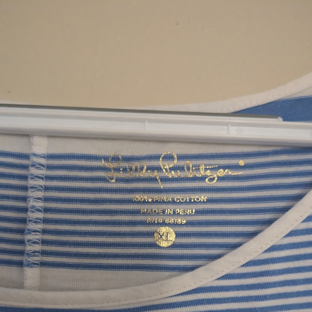 Lilly Pulitzer Striped Pima Cotton Dress Blue & White Women's Size XL - Picture 5 of 5